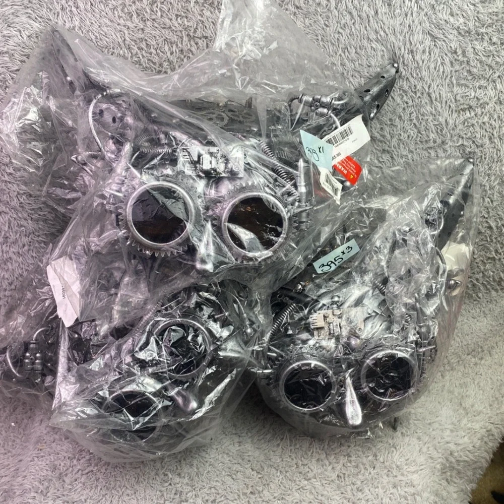 Steampunk Mask Horned Beast Goggles Costume Accessory‎ Cosplay Prop Silver